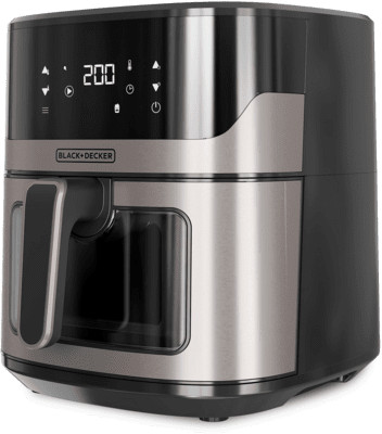 Black & Decker BXAF6500E forrólevegős sütő 6,5L (nemesacél/fekete)