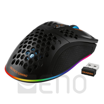 Deltaco DM220 Gaming egér vezeték nélküli ultra könnyű RGB fekete