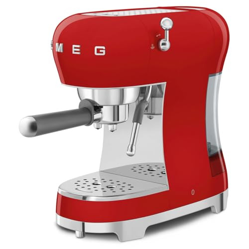 Smeg ECF02RDEU eszpresszó kávéfőző (cappuccino gőzölő, thermoblock, nagy csésze tartó, dupla kávé, 1l, piros)