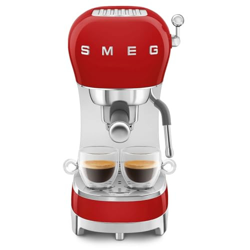 Smeg ECF02RDEU eszpresszó kávéfőző (cappuccino gőzölő, thermoblock, nagy csésze tartó, dupla kávé, 1l, piros)