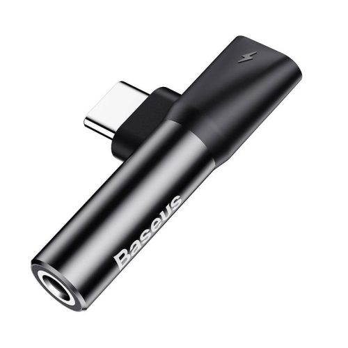Baseus USB-C - Mini Jack 3,5 mm + USB-C audioadapter (fekete)