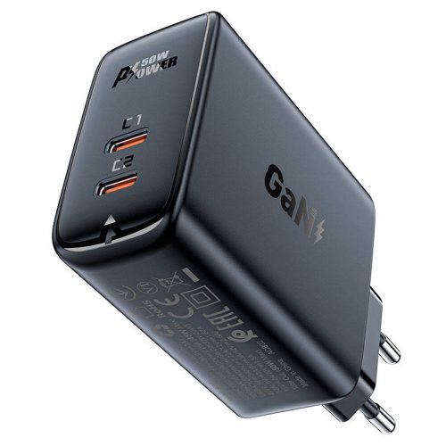 A falitöltő Acefast A29 PD50W GAN 2x USB-C 50W (fekete)