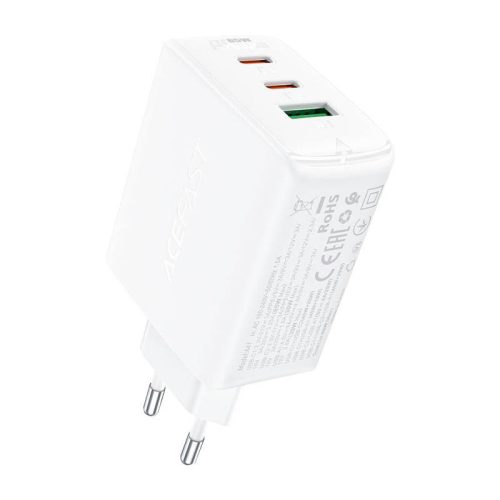 Wall charger Acefast A41 , 2x USB-C + USB, GaN 65W (white)