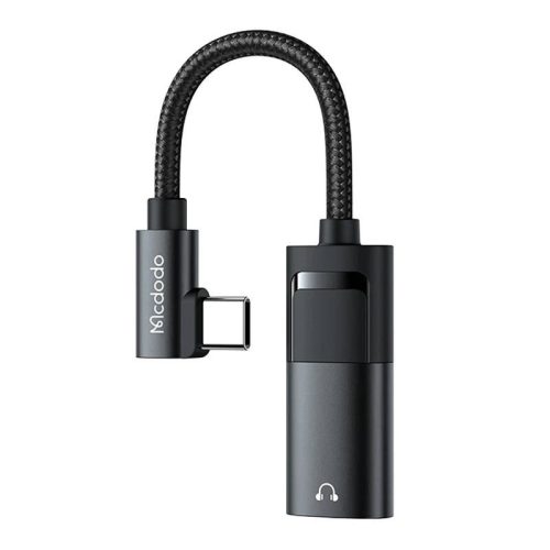 USB-C to AUX mini jack 3.5mm + USB-C adapter, Mcdodo CA-1880 (fekete)