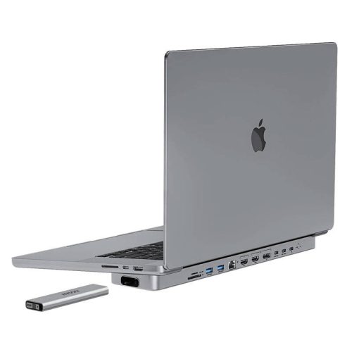 USB-C dokkoló állomás / Hub MacBook Pro 16 "-hoz INVZI MagHub 12in2 SSD -tálcával (szürke)