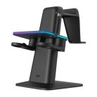 Kiwi Design QC03 RGB függőleges töltőállvány Meta Quest 3/Quest 2/Quest PRO-hoz (fekete)