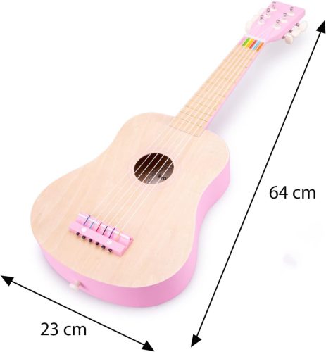 New Classic Toys fa játék gitár deluxe természetes/rózsaszín, zenei könyvvel és - outlet termék