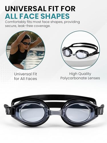 Occhialini úszószemüveg dioptriás felnőtt fekete, UV-védelem - outlet termék