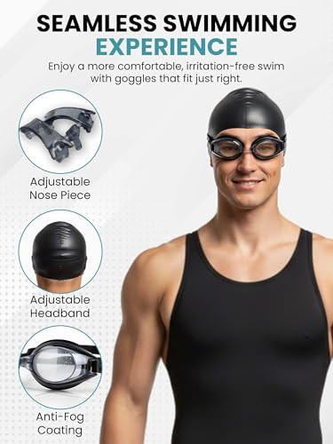 Occhialini úszószemüveg dioptriás felnőtt fekete, UV-védelem - outlet termék