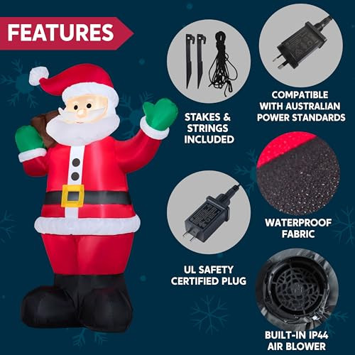 Joiedomi 1.8M/6FT felfújható Mikulás ajándéktáskával, beépített LED-ekkel karácsonyi - outlet termék