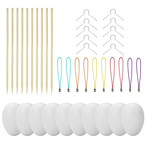 100 darabos dekoratív húsvéti tojás 6 cm, műanyag + 100 akasztó húsvéti tojásokhoz + - outlet termék