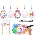 100 darabos dekoratív húsvéti tojás 6 cm, műanyag + 100 akasztó húsvéti tojásokhoz + - outlet termék