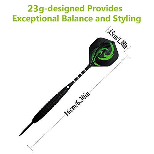 KOHMUI Dartpfeile, 12 darabos acél darts készlet, 23 gramm profi acélhegyű darts - outlet termék