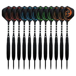   KOHMUI Dartpfeile, 12 darabos acél darts készlet 23 gramm, fémhegy, fekete - outlet termék