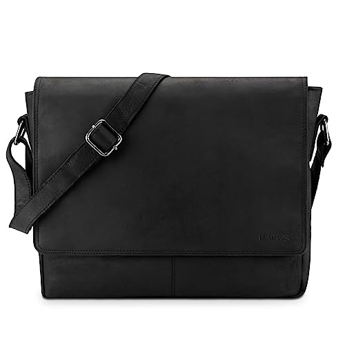LEABAGS Gent bőr válltáska bivalybőr, vintage megjelenés, 27x33x8,5 cm - outlet termék