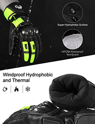 INBIKE motoros kesztyűk tél vízálló érintőképernyős fekete-zöld, XXL - outlet termék