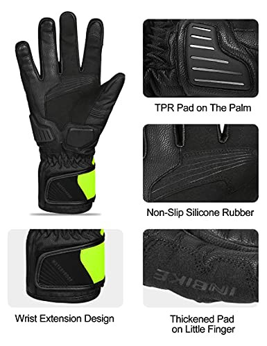 INBIKE motoros kesztyűk tél vízálló érintőképernyős fekete-zöld, XXL - outlet termék