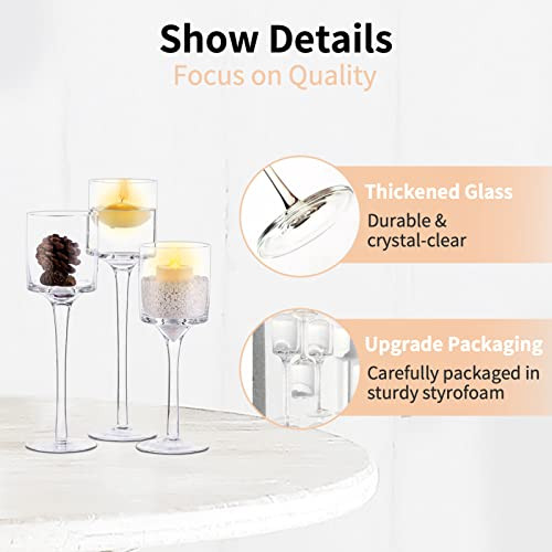 Nuptio üveg mécsestartó - 3 darabos tealight és úszó gyertyákhoz, magas elegáns - outlet termék
