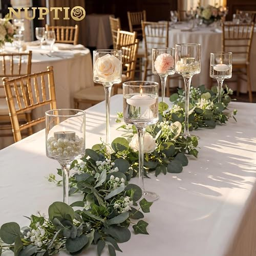 Nuptio üveg mécsestartó - 3 darabos tealight és úszó gyertyákhoz, magas elegáns - outlet termék