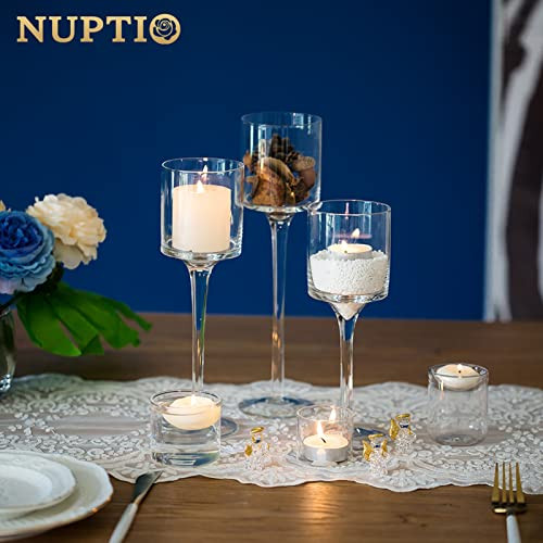 Nuptio üveg mécsestartó - 3 darabos tealight és úszó gyertyákhoz, magas elegáns - outlet termék