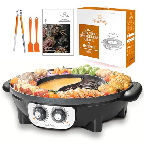 Food Party Hot Pot elektromos főzőlap BBQ grillel 220V, 2200W, 2 az 1-ben - outlet termék