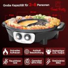Food Party Hot Pot elektromos főzőlap BBQ grillel 220V, 2200W, 2 az 1-ben - outlet termék