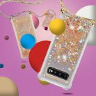 YuhooTech Samsung Galaxy S10 Plus tok csillámos szilikon, nyakpánttal - outlet termék