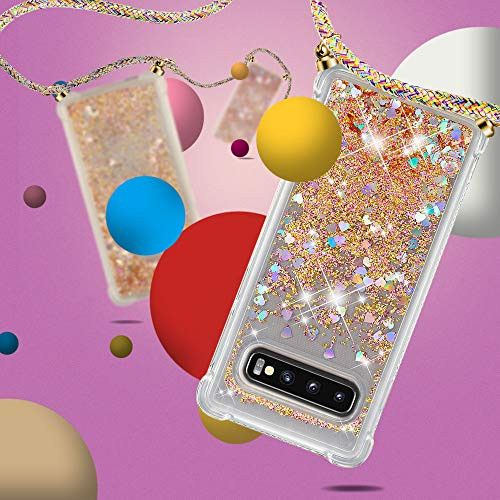 YuhooTech Samsung Galaxy S10 Plus tok csillámos szilikon, nyakpánttal - outlet termék