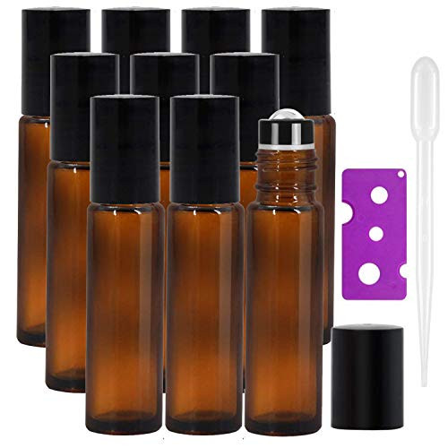 Yalbdopo illóolaj roller üveg 10ml újratölthető borostyán üveg fekete kupakkal 12 - outlet termék