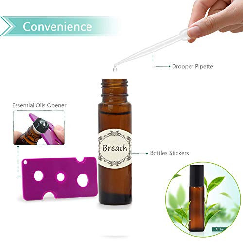 Yalbdopo illóolaj roller üveg 10ml újratölthető borostyán üveg fekete kupakkal 12 - outlet termék