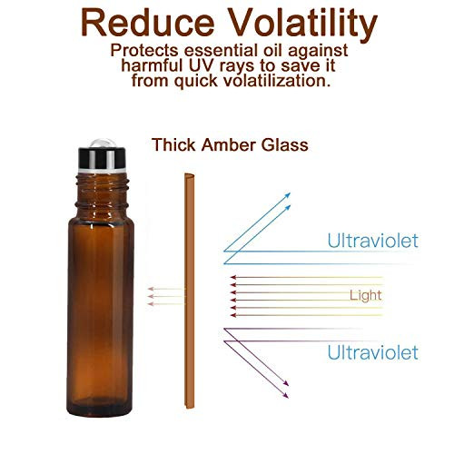 Yalbdopo illóolaj roller üveg 10ml újratölthető borostyán üveg fekete kupakkal 12 - outlet termék