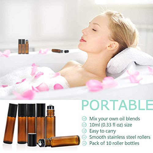 Yalbdopo illóolaj roller üveg 10ml újratölthető borostyán üveg fekete kupakkal 12 - outlet termék