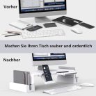 MiiKARE állítható monitorállvány tárolóval kihúzható fiók + mobiltelefon tartó + 2 - outlet termék