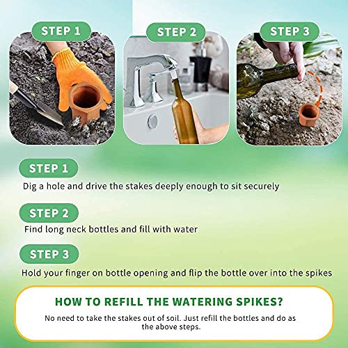 WUJUN növényöntöző tüskék 10 darabos automata öntöző terrakotta beltéri és kültéri - outlet termék