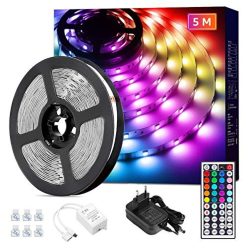   Lepro 5 m RGB LED szalagkészlet, 5050 SMD LED szalagok, 12 V, öntapadós, rugalmas LED - outlet termék