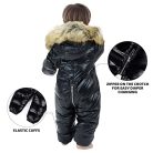 Baby téli kapucnis overál, fekete 12-18 hónap - outlet termék
