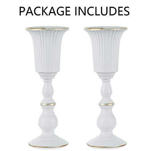 NUPTIO 2 darab fém virágváza fehér, asztaldekoráció, elegáns esküvői középpont, 31,9 - outlet termék