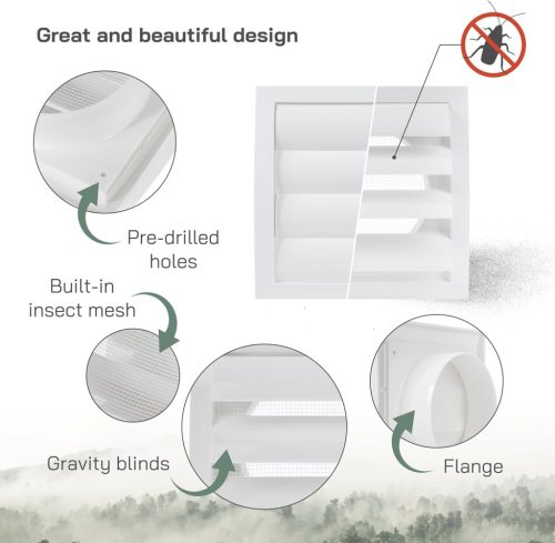 Vent Systems Ø150 mm - fehér légbeömlő műanyag fedél zsalus kültéri nyílás, beépített - outlet termék