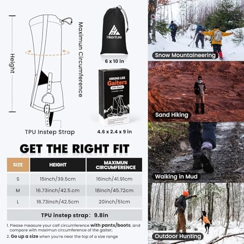 HIKENTURE Gamaschen túrázáshoz szürke, M - outlet termék