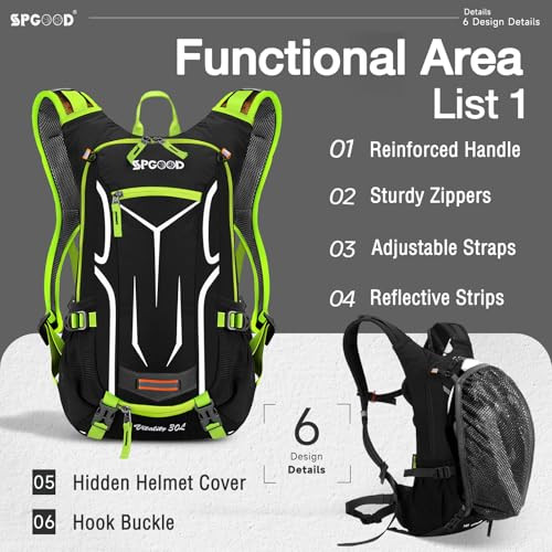 SPGOOD kerékpáros hátizsák 20L/25L/30L vízálló esővédővel, sisakvédővel - outlet termék