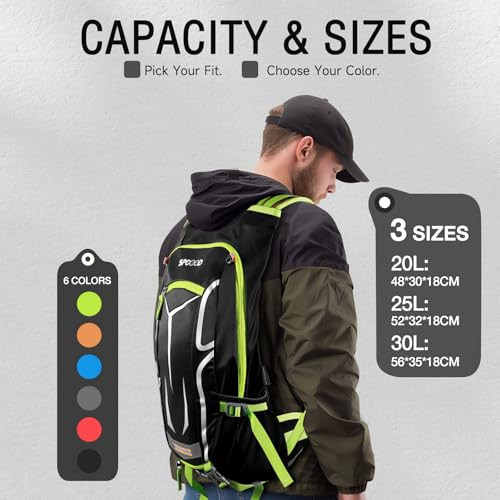 SPGOOD kerékpáros hátizsák 20L/25L/30L vízálló esővédővel, sisakvédővel - outlet termék