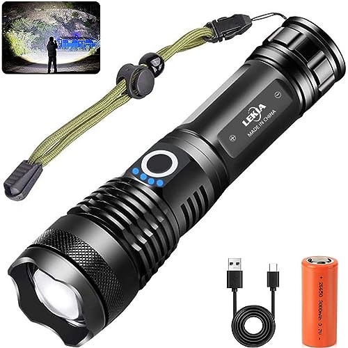 LEKIA LED zseblámpa USB újratölthető, 90,000 lumen, XHP70.2, 5 mód, taktikai - outlet termék