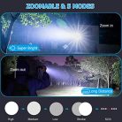 LEKIA LED zseblámpa USB újratölthető, 90,000 lumen, XHP70.2, 5 mód, taktikai - outlet termék