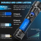 LEKIA LED zseblámpa USB újratölthető, 90,000 lumen, XHP70.2, 5 mód, taktikai - outlet termék