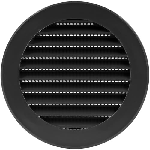 Vent Systems 10cm/100mm fekete kerek szellőzőrács beépített rovarvédelem, fürdőszoba - outlet termék