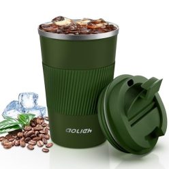   Aolieh Thermobögre, kávésbögre kifolyásmentes fedéllel, rozsdamentes acél utazóbögre - outlet termék