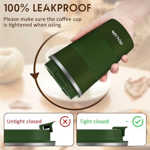 Aolieh Thermobögre, kávésbögre kifolyásmentes fedéllel, rozsdamentes acél utazóbögre - outlet termék