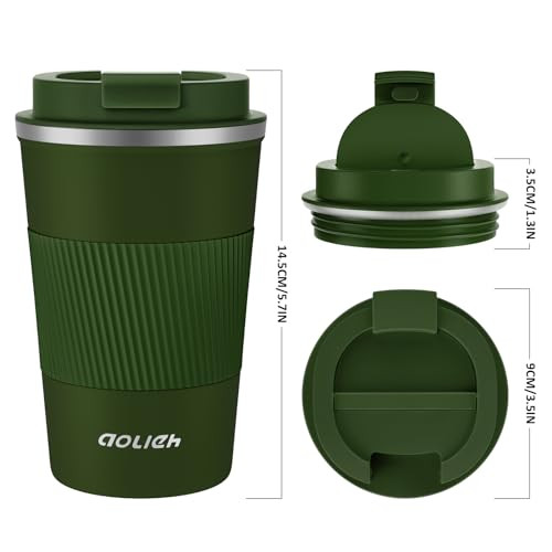 Aolieh Thermobögre, kávésbögre kifolyásmentes fedéllel, rozsdamentes acél utazóbögre - outlet termék