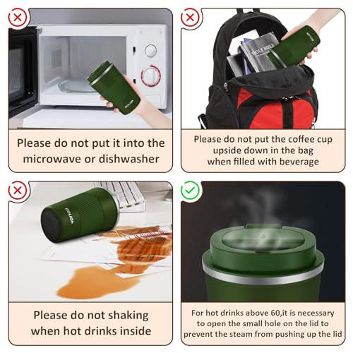 Aolieh Thermobögre, kávésbögre kifolyásmentes fedéllel, rozsdamentes acél utazóbögre - outlet termék