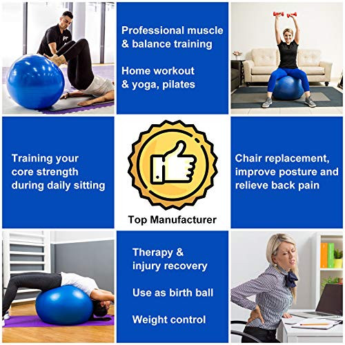 Flintronic jóga és fitnesz labda, 55-65cm, kézi pumpával - outlet termék